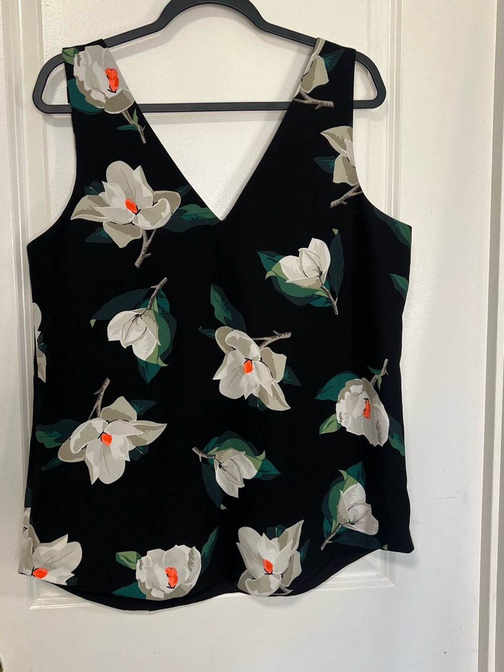 Banana Republic Black Floral V-Neck Camisole
